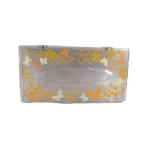 Wolff Acrylic Tissue Box Holder Mount Yellow/Cream Butterflies 10"X5" USA Vntg